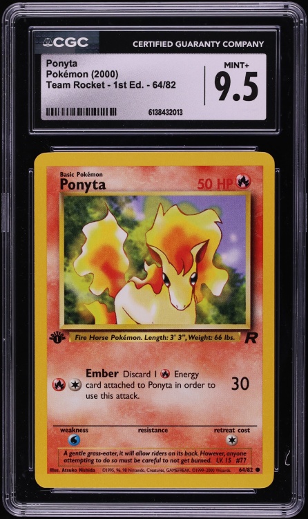 2000 Pokemon Team Rocket 1st Edition Ponyta #64 CGC 9.5 MINT+