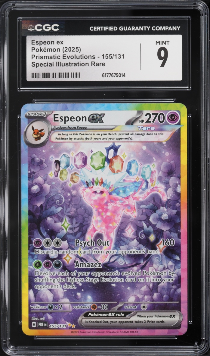 2025 Pokemon Scarlet & Violet Prismatic Evolutions SIR Espeon ex #155 CGC 9 MINT