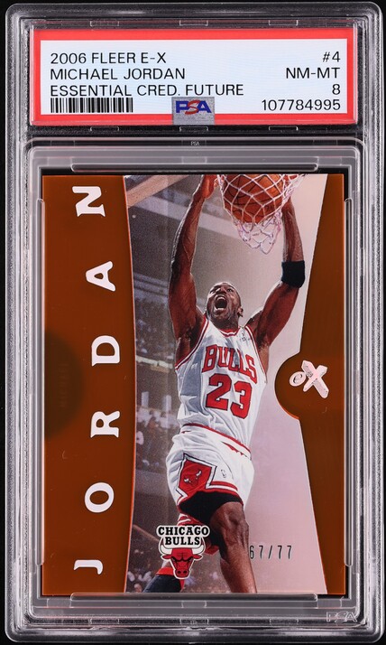 2006 Fleer E-X Essential Credentials Future Michael Jordan /77 #4 PSA 8 NM-MT - Photo 1