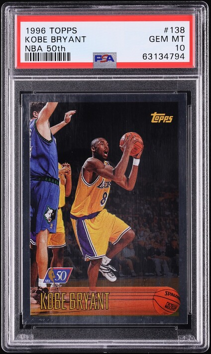 1996 Topps NBA 50th Kobe Bryant ROOKIE #138 PSA 10 GEM MINT - Photo 1