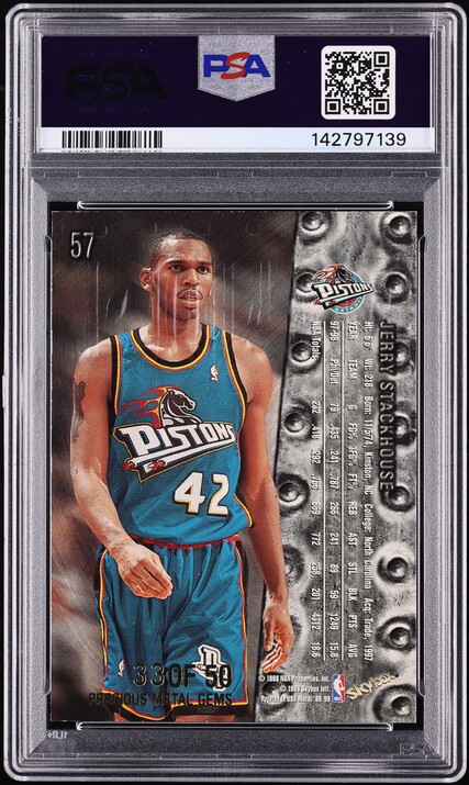 1998 Metal Universe Precious Metal Gems PMG Jerry Stackhouse /50 #57 PSA 7 NRMT - Photo 2