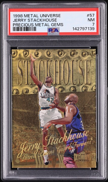1998 Metal Universe Precious Metal Gems PMG Jerry Stackhouse /50 #57 PSA 7 NRMT - Photo 1