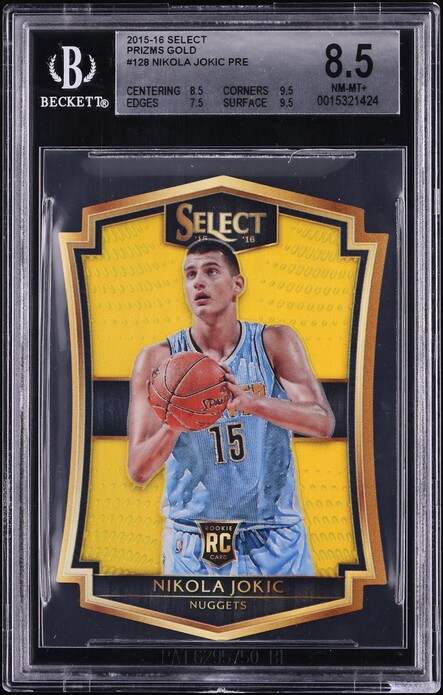 2015 Select Gold Prizm Nikola Jokic ROOKIE /10 #128 BGS 8.5 NM-MT+ - Photo 1