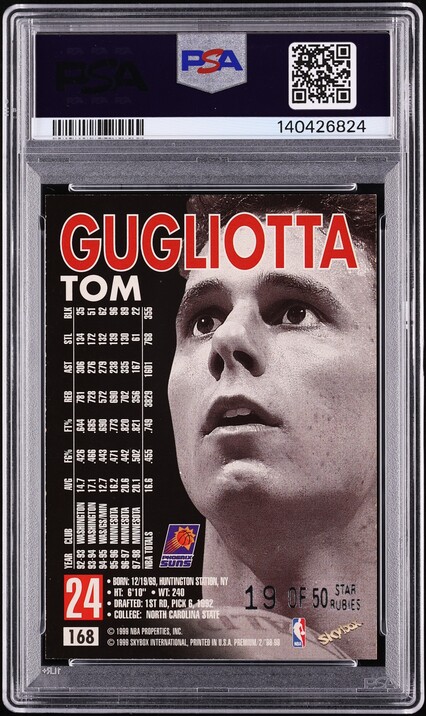 1998 Skybox Premium Star Rubies Tom Gugliotta /50 #168 PSA 6 EXMT - Photo 2