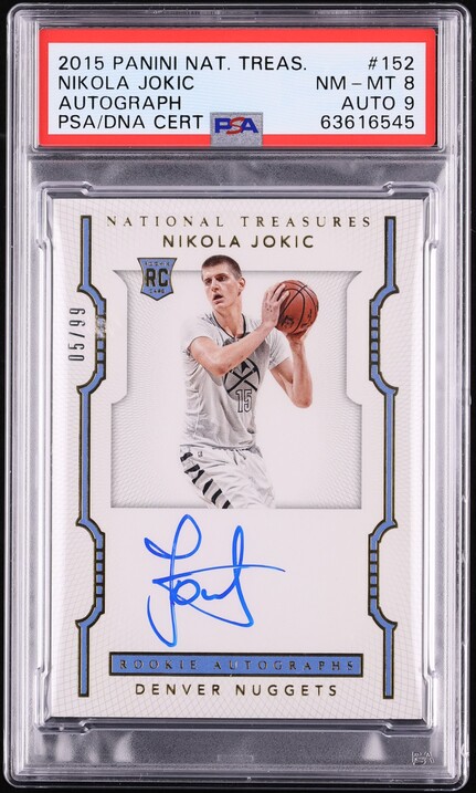2015 National Treasures Nikola Jokic ROOKIE AUTO DNA 9 /99 #152 PSA 8 NM-MT - Photo 1