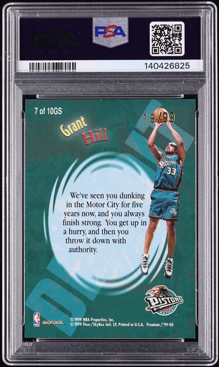 1999 Skybox Premium More Good Stuff Grant Hill /99 #7 PSA 6 EXMT - Photo 2