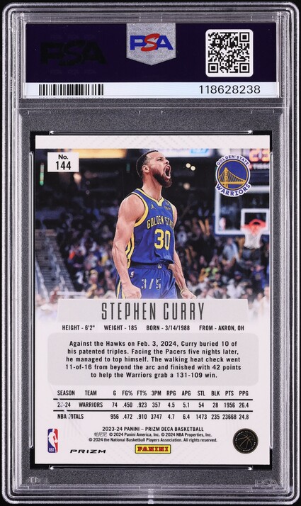 2023 Panini Prizm Deca Black Gold Stephen Curry /5 #144 PSA 7 NRMT - Photo 2