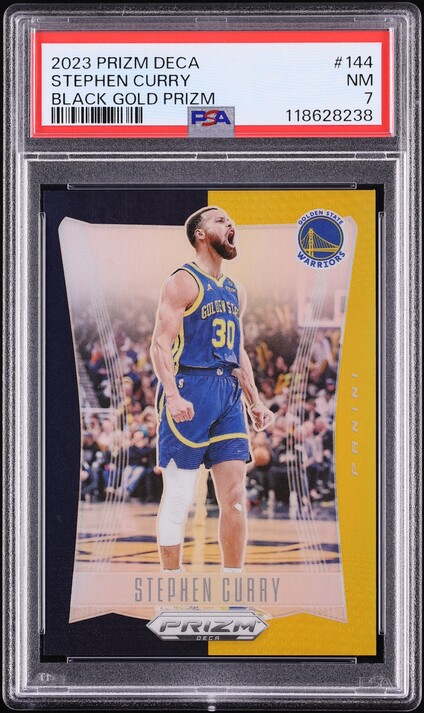2023 Panini Prizm Deca Black Gold Stephen Curry /5 #144 PSA 7 NRMT - Photo 1