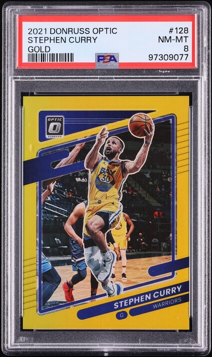 2021 Donruss Optic Gold Stephen Curry /10 #128 PSA 8 NM-MT - Photo 1