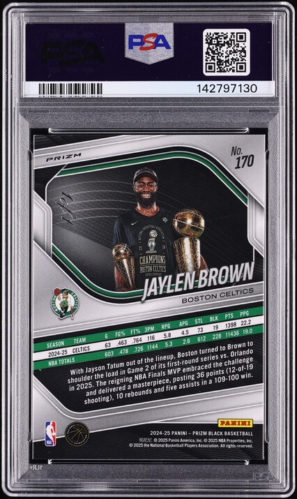 2024 Panini Prizm Black Nebula FOTL Jaylen Brown 1/1 #170 PSA 9 MINT - Photo 2