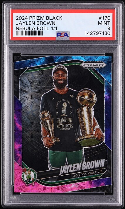 2024 Panini Prizm Black Nebula FOTL Jaylen Brown 1/1 #170 PSA 9 MINT - Photo 1