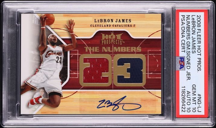 2008 Fleer Hot Prospects Numbers LeBron James PATCH AUTO DNA 10 /23 #NG-LJ PSA 10 GEM MINT - Photo 1