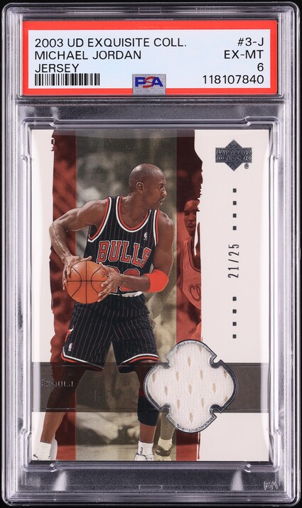 2003 Exquisite Collection Michael Jordan PATCH /25 #3-J PSA 6 EXMT - Photo 1