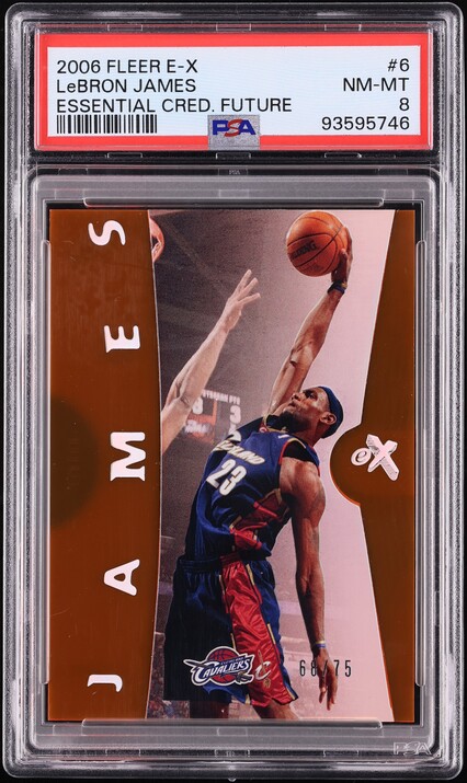 2006 Fleer E-X Essential Credentials Future LeBron James /75 #6 PSA 8 NM-MT - Photo 1