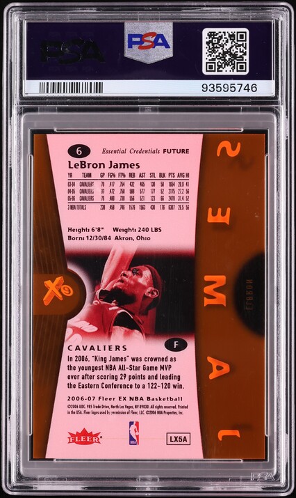 2006 Fleer E-X Essential Credentials Future LeBron James /75 #6 PSA 8 NM-MT - Photo 2