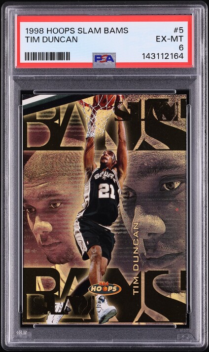 1998 Hoops Slam Bams Tim Duncan /100 #5 PSA 6 EXMT - Photo 1