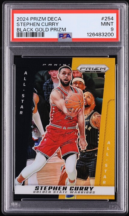 2024 Panini Prizm Deca Black Gold Stephen Curry 1/5 #254 PSA 9 MINT - Photo 1