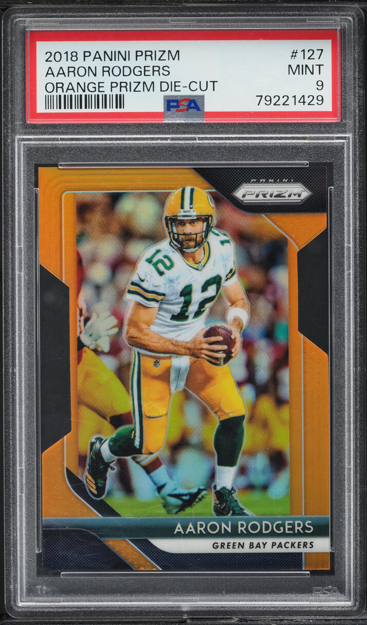 2018 Panini Prizm Orange Die-Cut Aaron Rodgers /249 #127 PSA 9 MINT