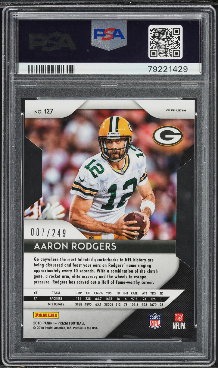 2018 Panini Prizm Orange Die-Cut Aaron Rodgers /249 #127 PSA 9 MINT