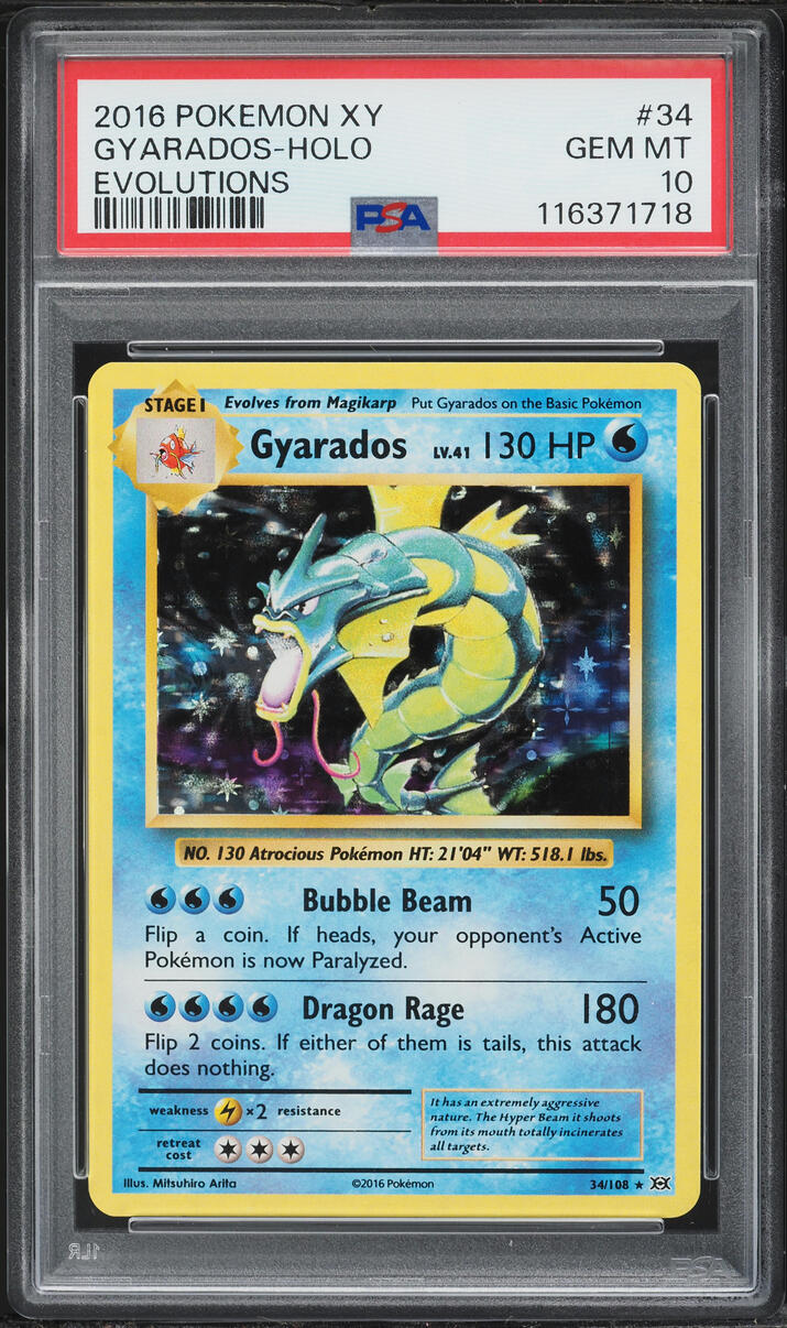 2016 Pokemon XY Evolutions Holo Gyarados #34 PSA 10 GEM MINT