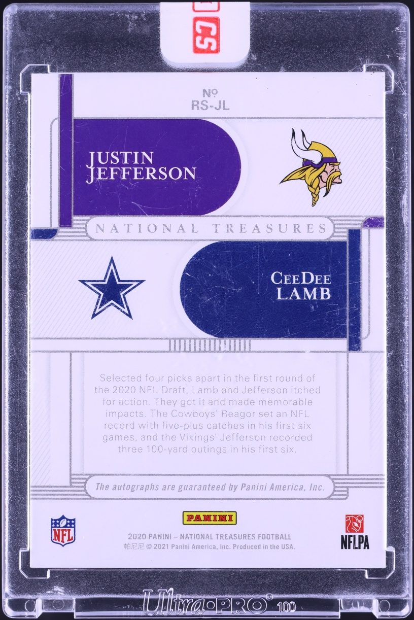 2020 National Treasures Dual Justin Jefferson & CeeDee Lamb ROOKIE AUTO /10 #RS-JL