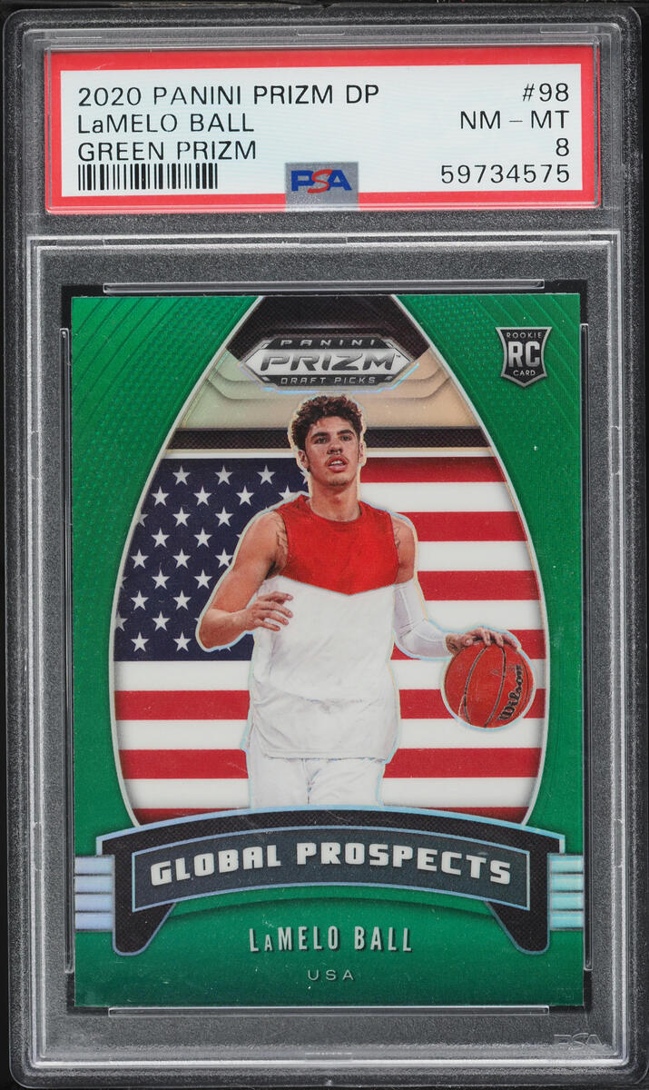 2020 Panini Prizm Draft Picks Green LaMelo Ball ROOKIE #98 PSA 8 NM-MT