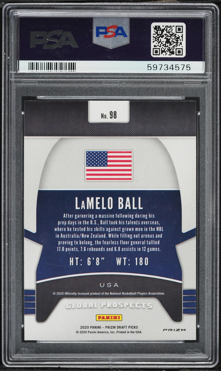 2020 Panini Prizm Draft Picks Green LaMelo Ball ROOKIE #98 PSA 8 NM-MT
