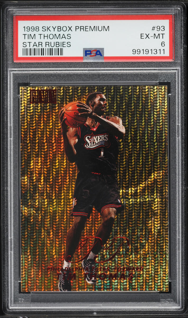 1998 Skybox Premium Star Rubies Tim Thomas /50 #93 PSA 6 EXMT