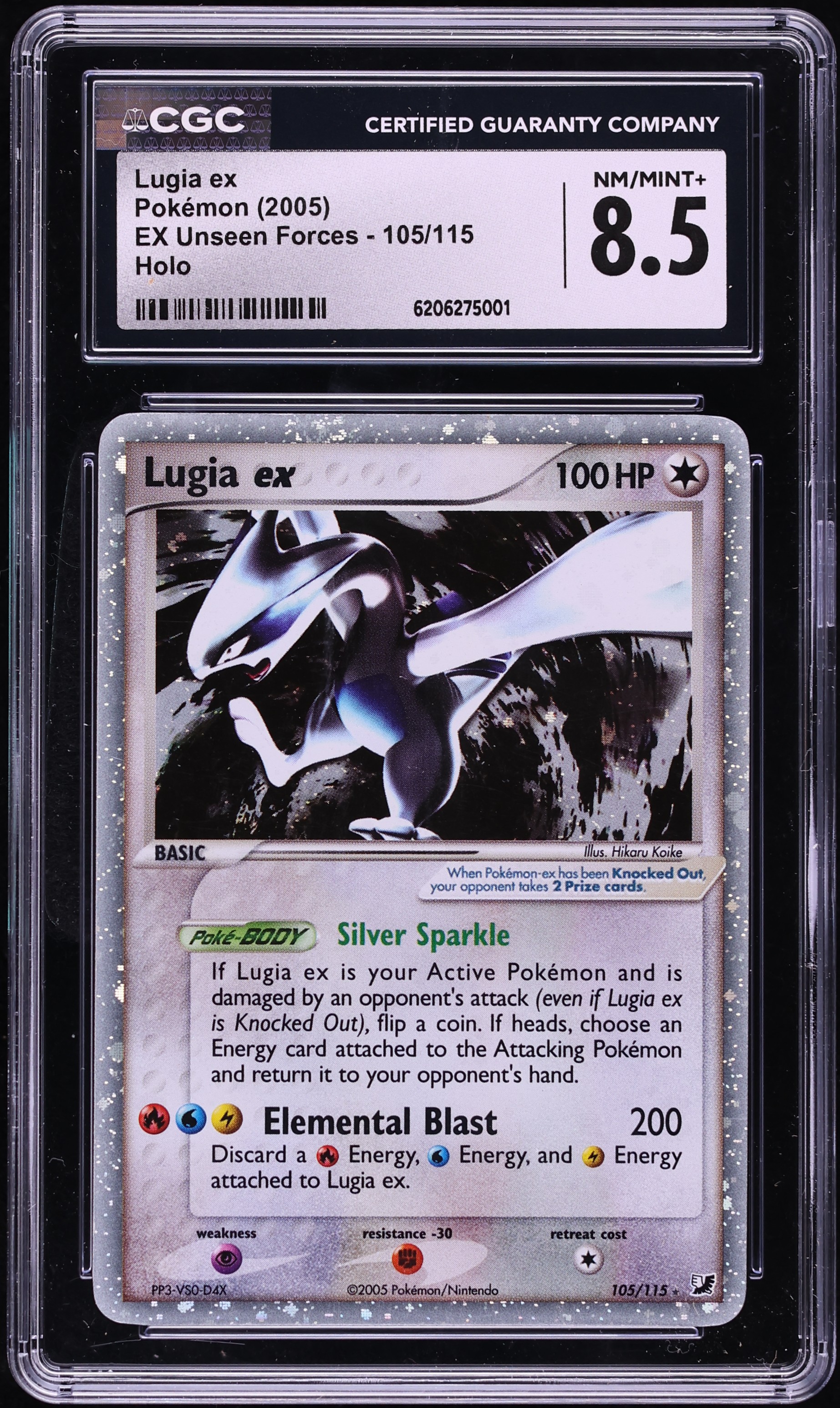 2005 Pokemon EX Unseen Forces Holo Lugia Ex #105 CGC 8.5 NM-MT+