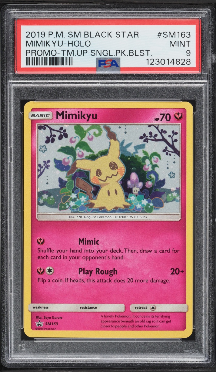 2019 Pokemon Sun & Moon Black Star Promo Team Up Holo Mimikyu #SM163 PSA 9 MINT