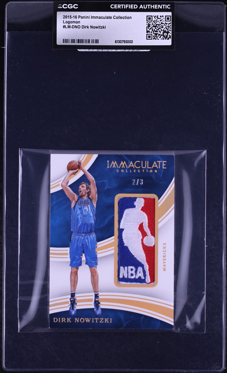2015 Immaculate Collection Logoman Dirk Nowitzki NBA LOGOMAN PATCH /3 # ...