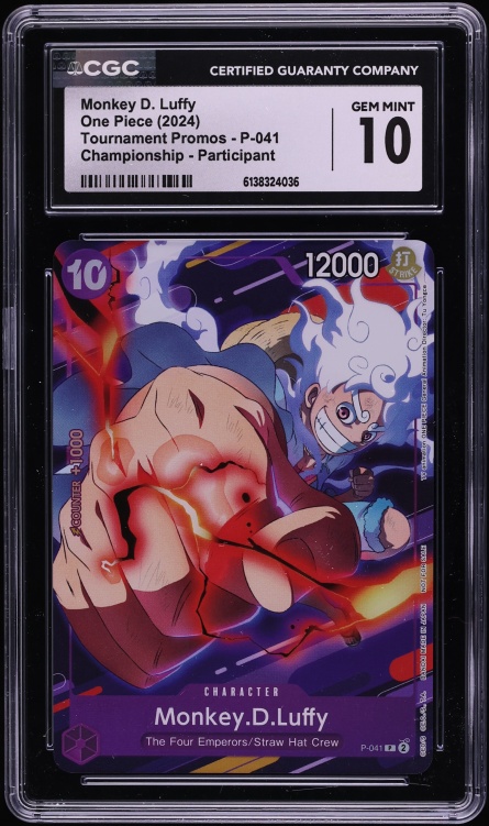 2024 One Piece Tournament Promo Championship Monkey D. Luffy #P-041 CGC 10 GEM MINT
