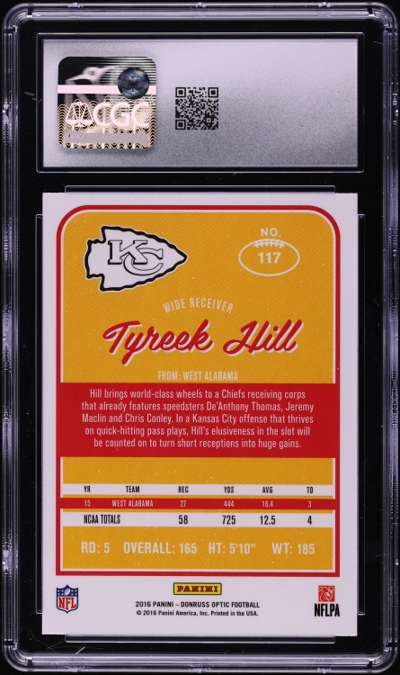 2016 Donruss Optic Purple Tyreek Hill ROOKIE #117 CGC 10 GEM MINT