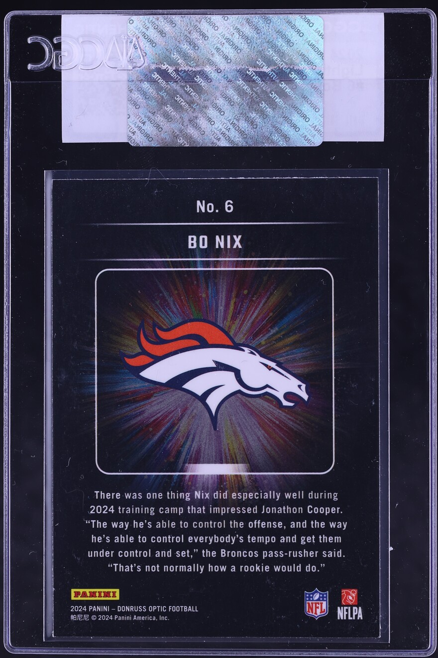 2024 Donruss Optic Light It Up Bo Nix ROOKIE #6 CGC AUTH