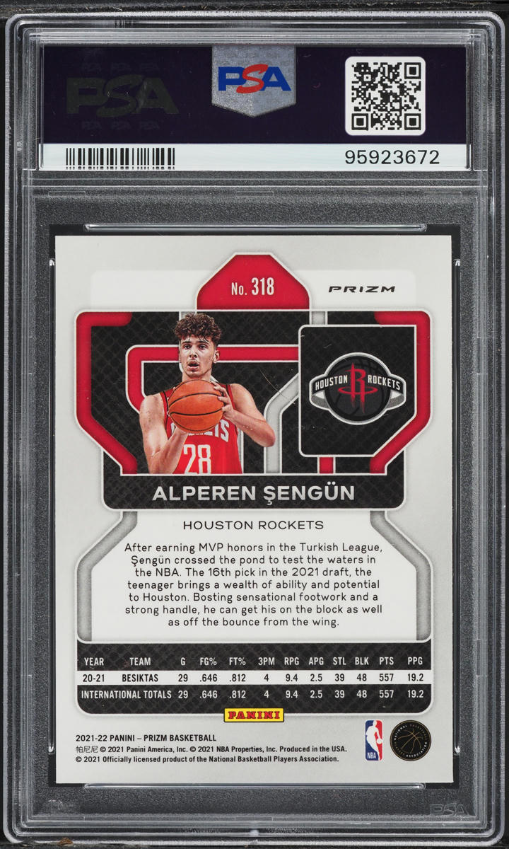 2021 Panini Prizm Purple Wave Alperen Sengun ROOKIE #318 PSA 10 GEM MINT