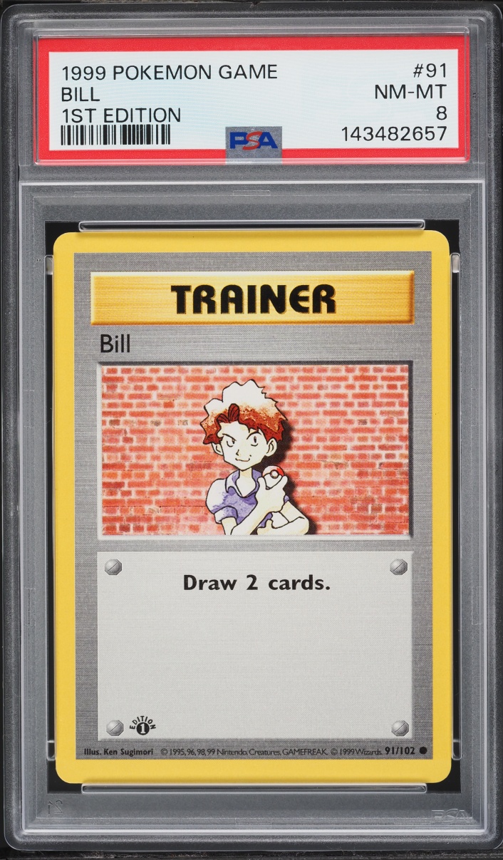 1999 Pokemon Base Set Shadowless 1st Edition Bill #91 PSA 8 NM-MT