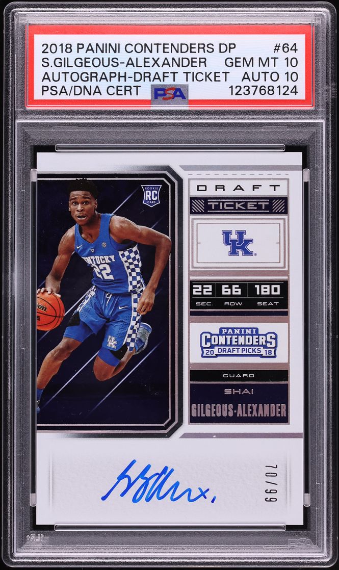 2018 Panini Contenders Draft Shai Gilgeous-Alexander ROOKIE AUTO DNA 10 /99 #64 PSA 10 GEM MINT