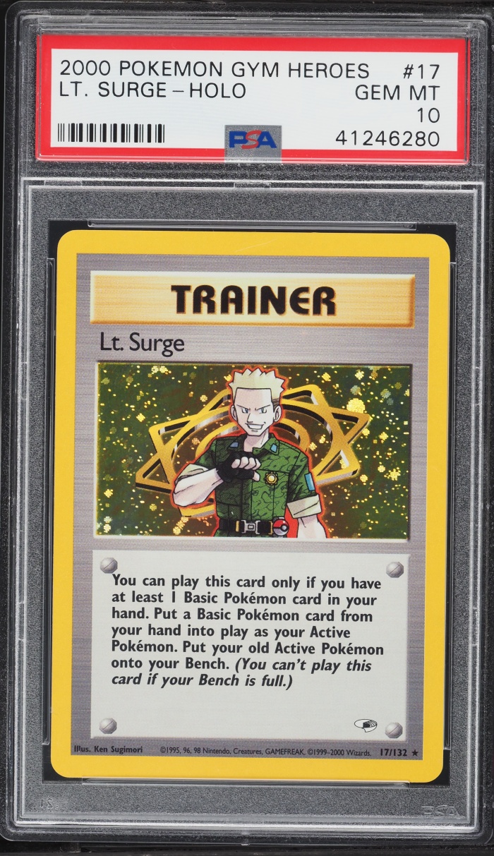 2000 Pokemon Gym Heroes Holo Lt. Surge #17 PSA 10 GEM MINT