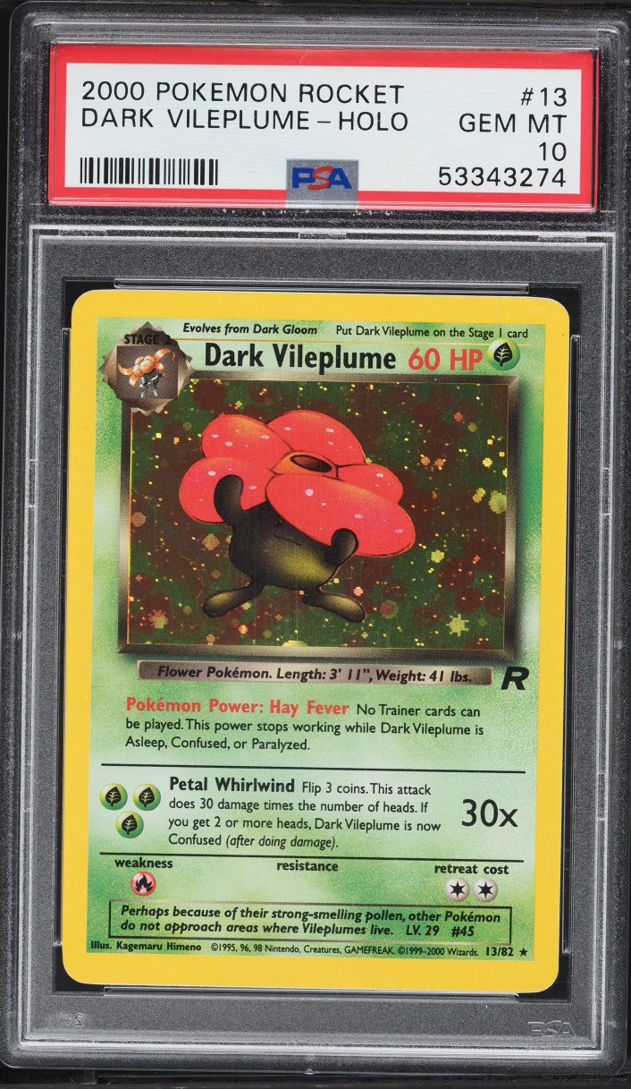 2000 Pokemon Team Rocket Holo Dark Vileplume #13 PSA 10 GEM MINT