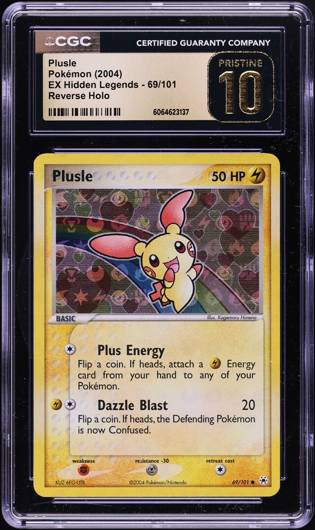 2004 Pokemon EX Hidden Legends Reverse Holo Plusle #69 CGC 10 PRISTINE