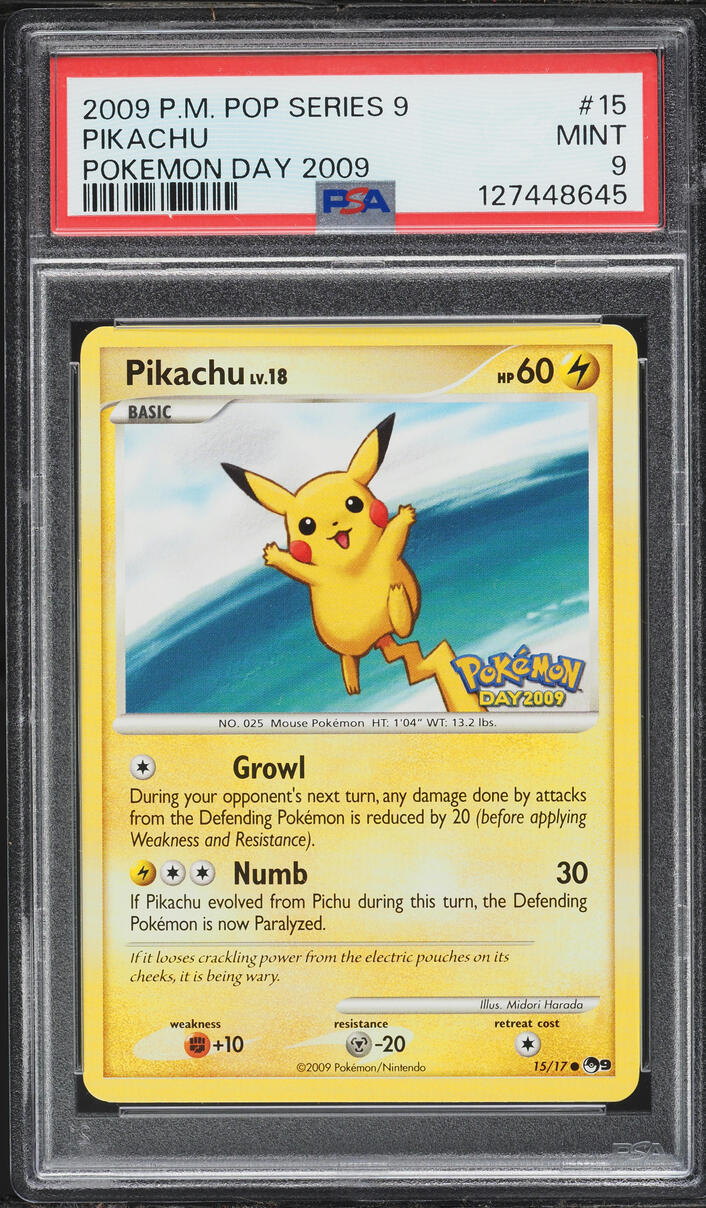 2009 Pokemon POP Series 9 Day Pikachu #15 PSA 9 MINT