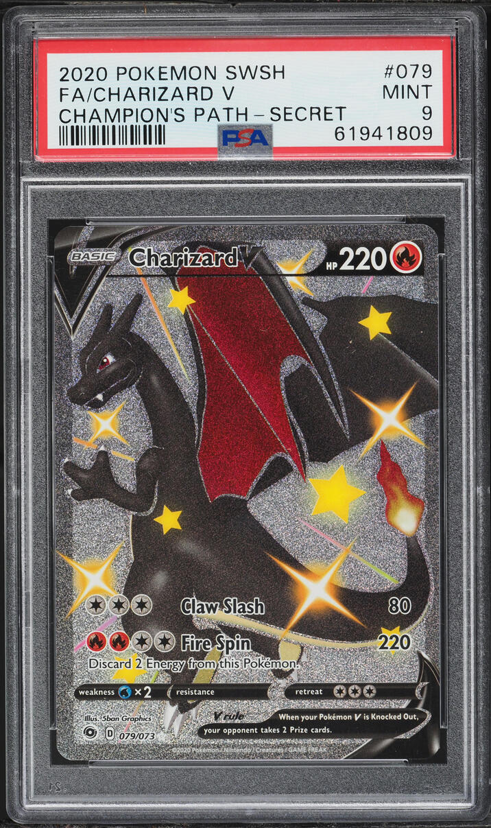 2020 Pokemon Sword & Shield Champion's Path Full Art Shiny Charizard V #79 PSA 9 MINT