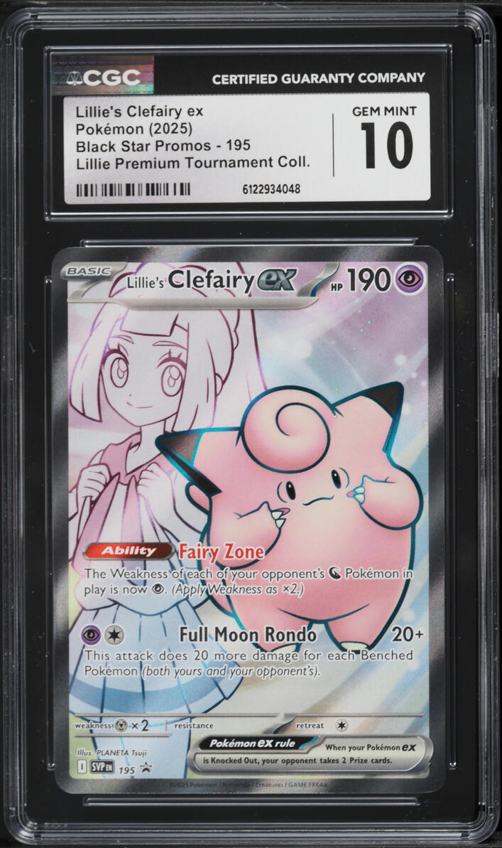2025 Pokemon Scarlet & Violet Promo Premium Full Art Lillie's Clefairy ex #195 CGC 10 GEM MINT