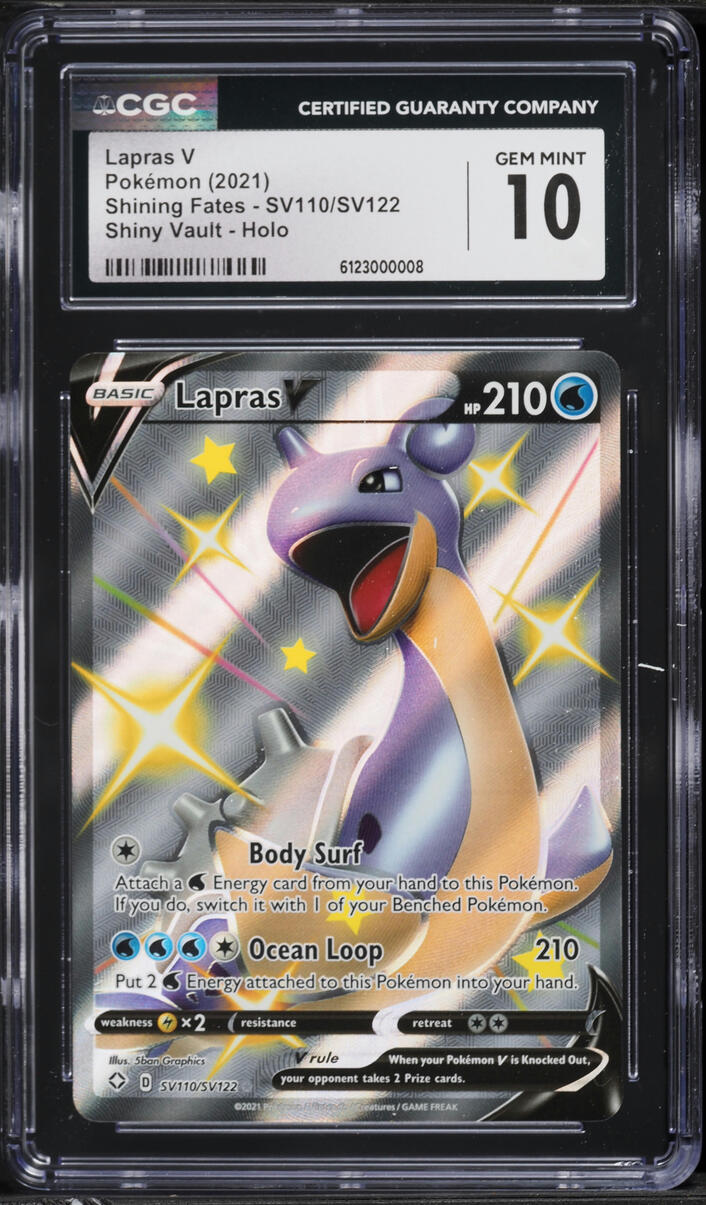 2021 Pokemon Sword & Shield Shining Fates Vault Full Art Shiny Lapras V #SV110 CGC 10 GEM MINT