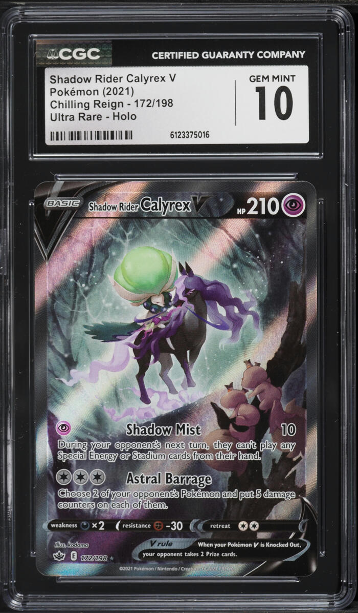 2021 Pokemon Sword & Shield Chilling Reign Alt Art Shadow Rider Calyrex V #172 CGC 10 GEM MINT