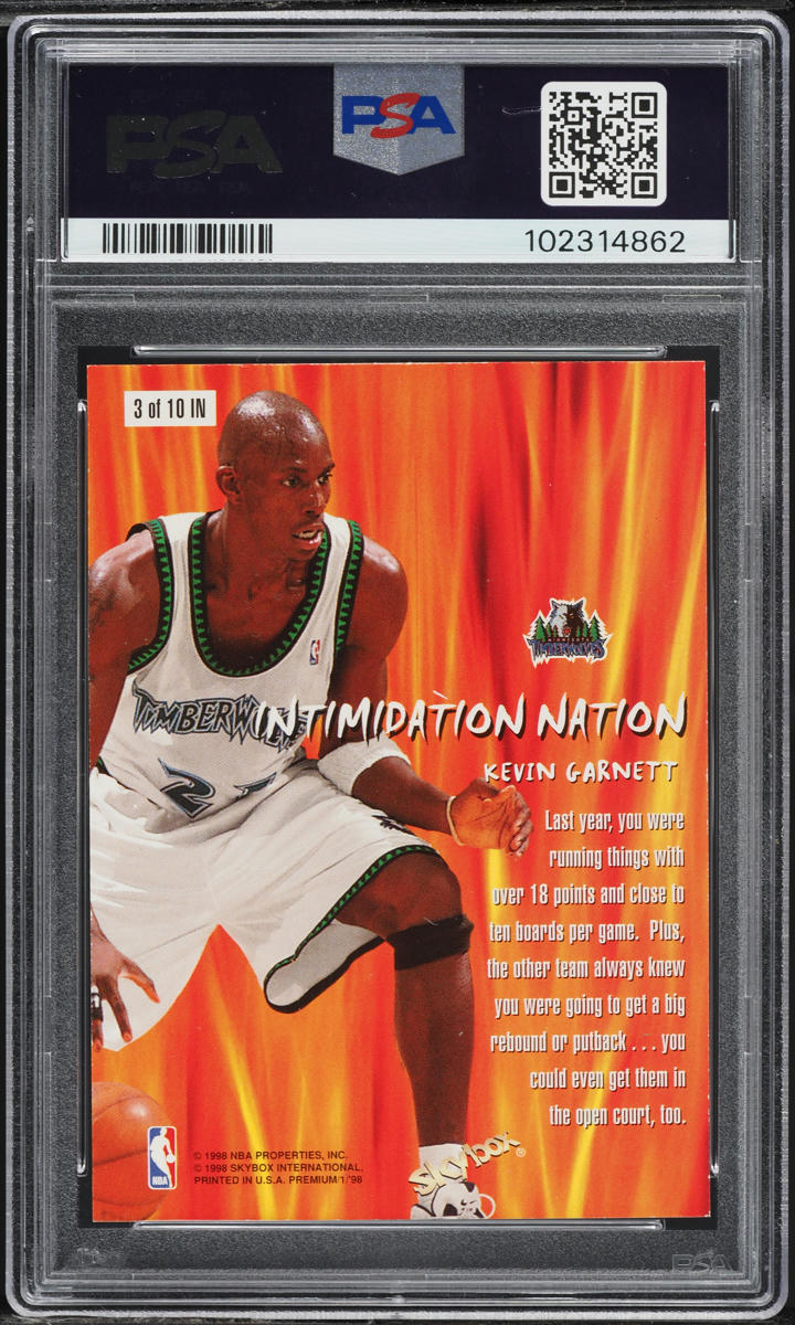 1998 Skybox Premium Intimidation Nation Kevin Garnett #3 PSA 8 NM-MT