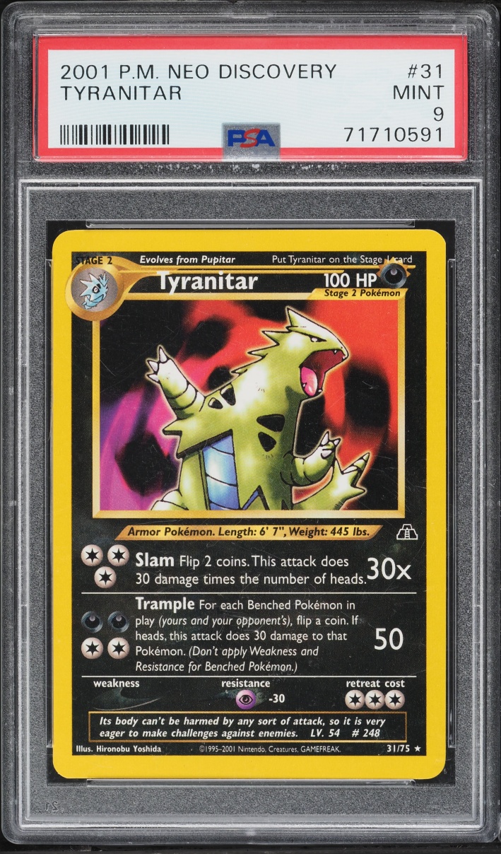 2001 Pokemon Neo Discovery Tyranitar #31 PSA 9 MINT