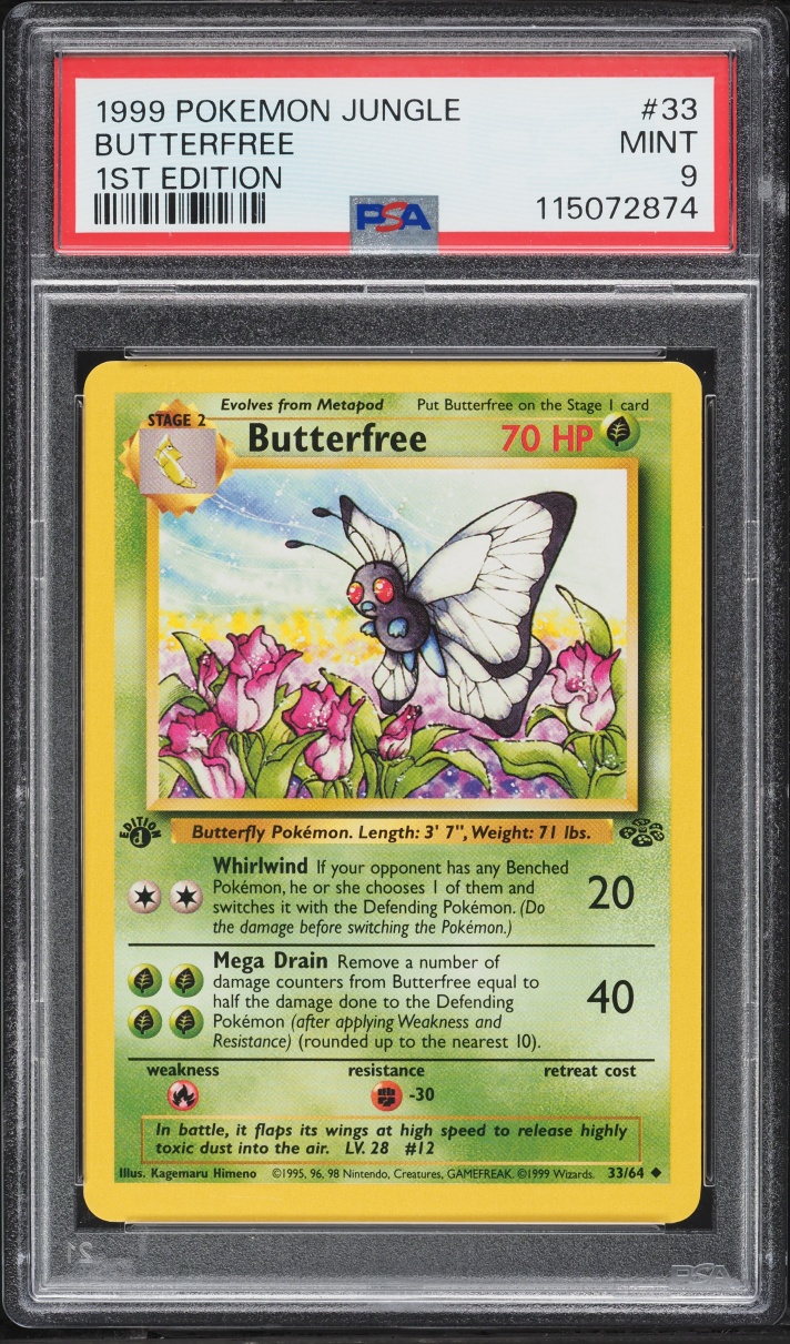 1999 Pokemon Jungle 1st Edition Butterfree #33 PSA 9 MINT