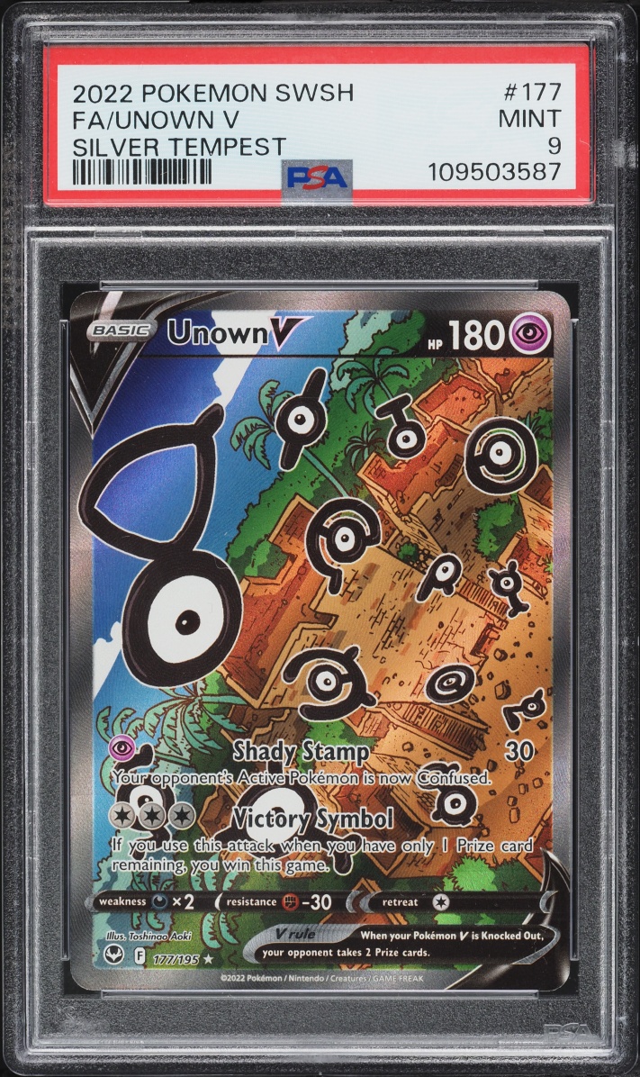 2022 Pokemon Sword & Shield Silver Tempest Full Art Unown V #177 PSA 9 MINT