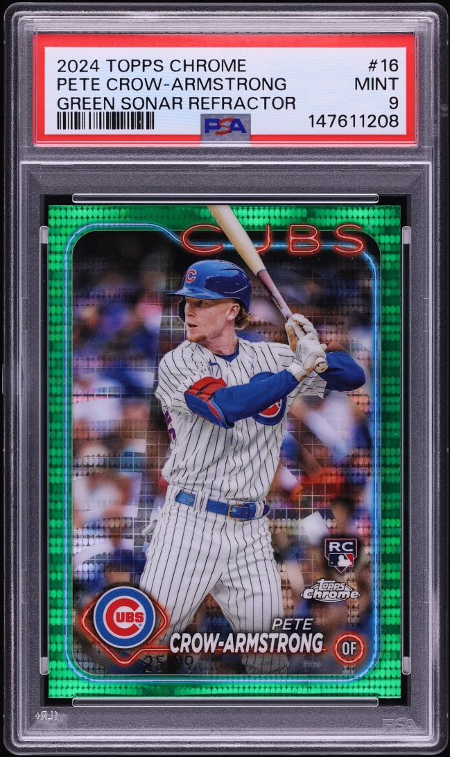 2024 Topps Chrome Green Sonar Refractor Pete Crow-Armstrong ROOKIE /99 #16 PSA 9 MINT